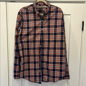 Men's Navy and Red Plaid Shirt TALL